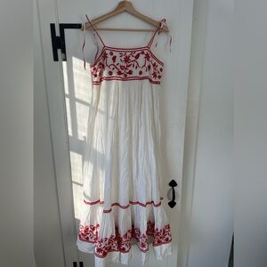 NWT THE GREAT “Dainty Embroidered Midi Dress” Size 1 Small